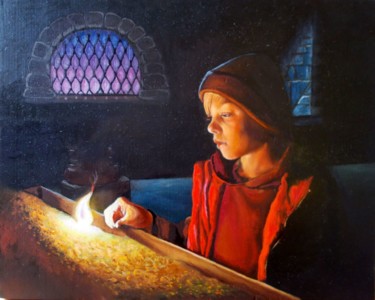 Malerei mit dem Titel "Light a Candle. Заж…" von Vladimir Abaimov, Original-Kunstwerk, Öl