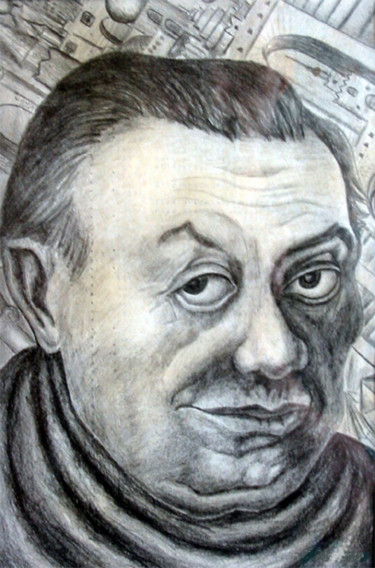 Рисунок под названием "Diego Rivera 2" - Владимир Абаимов, Подлинное произведение искусства, Карандаш