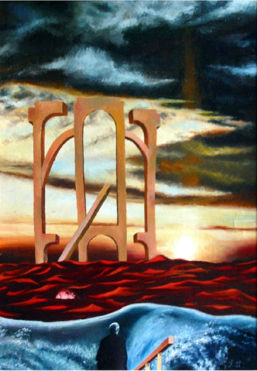 Painting titled "The Last Flood. Пос…" by Vladimir Abaimov, Original Artwork, Oil