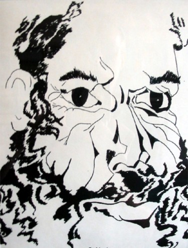 Drawing titled "Gypsy Man. Цыган" by Vladimir Abaimov, Original Artwork, Ink
