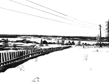 Drawing titled "In the Middle of Wi…" by Vladimir Abaimov, Original Artwork, Ink