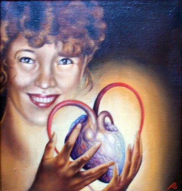 Painting titled "Giving Heart. Дарящ…" by Vladimir Abaimov, Original Artwork, Oil