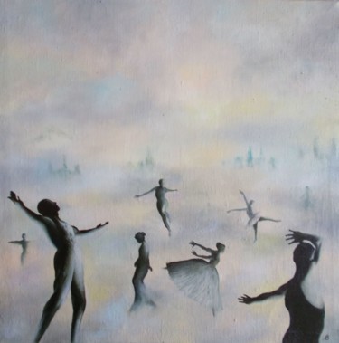 Peinture intitulée "The Walk in a Mist…" par Vladimir Abaimov, Œuvre d'art originale, Huile