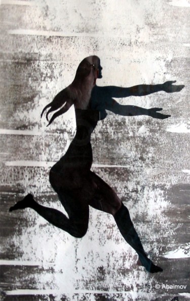 Dessin intitulée "Running in the Rain…" par Vladimir Abaimov, Œuvre d'art originale, Encre
