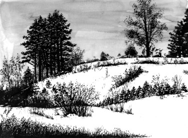 Drawing titled "In the Middle of Wi…" by Vladimir Abaimov, Original Artwork, Ink