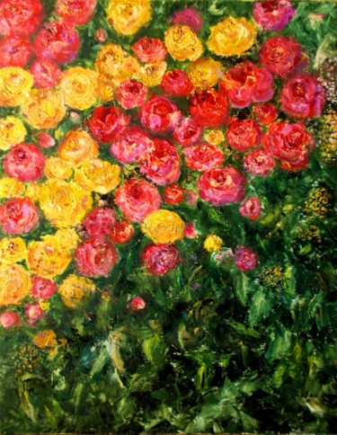 Painting titled "The Roses. Розы" by Vladimir Abaimov, Original Artwork, Oil