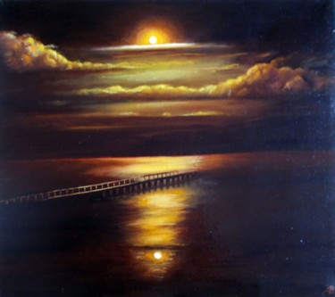 Painting titled "The Farewell Evenin…" by Vladimir Abaimov, Original Artwork, Oil