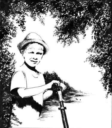 「Kir on a Scooter. К…」というタイトルの描画 Владимир Абаимовによって, オリジナルのアートワーク, インク