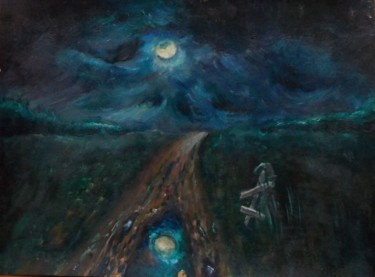 Painting titled "A Grave by the Road…" by Vladimir Abaimov, Original Artwork, Oil