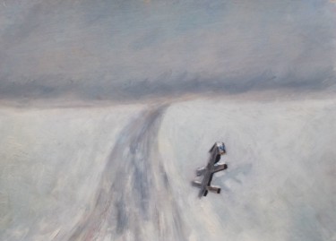 Картина под названием "A Grave by the Road…" - Владимир Абаимов, Подлинное произведение искусства, Масло