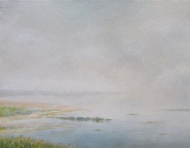 Painting titled "The foggy Lake 2 /…" by Vladimir Abaimov, Original Artwork, Oil