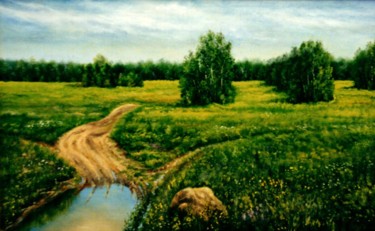 Painting titled "Three Roads" by Vladimir Abaimov, Original Artwork, Oil