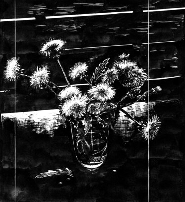 Desenho intitulada "The Dandelions / Од…" por Vladimir Abaimov, Obras de arte originais, Tinta