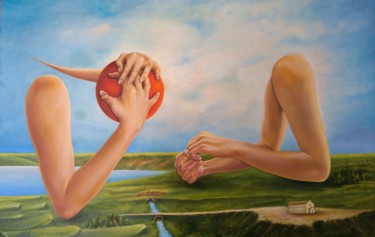 Картина под названием "The Morning Games /…" - Владимир Абаимов, Подлинное произведение искусства, Масло