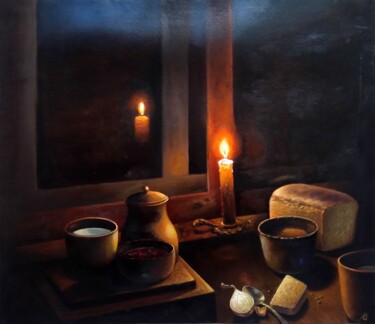 Peinture intitulée "The late Supper / П…" par Vladimir Abaimov, Œuvre d'art originale, Huile