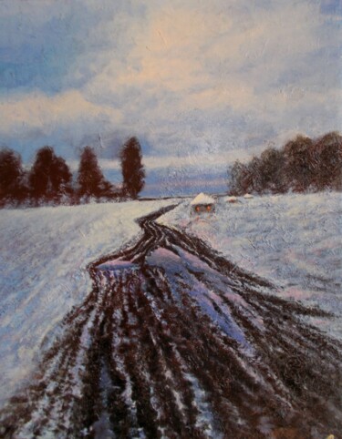 Картина под названием "Field, Evening, Lig…" - Владимир Абаимов, Подлинное произведение искусства, Масло