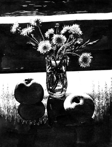 Drawing titled "Dandelions and Appl…" by Vladimir Abaimov, Original Artwork, Ink