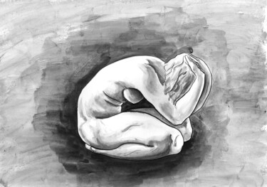 Рисунок под названием "Nude / Обнаженная" - Владимир Абаимов, Подлинное произведение искусства, Чернила