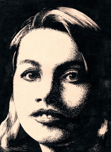 Drawing titled "Elena / Елена" by Vladimir Abaimov, Original Artwork, Ink