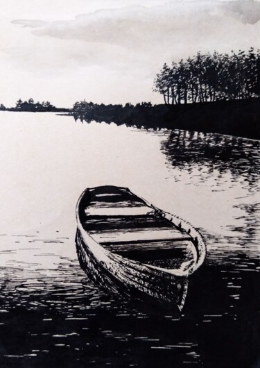 Рисунок под названием "The Silence / Тишина" - Владимир Абаимов, Подлинное произведение искусства, Чернила