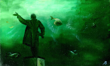Schilderij getiteld "Underwater Life / П…" door Vladimir Abaimov, Origineel Kunstwerk, Olie
