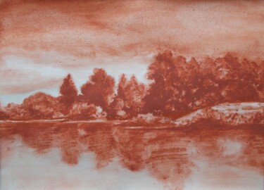 Dessin intitulée "Sanguine landscape…" par Vladimir Abaimov, Œuvre d'art originale, Pigments