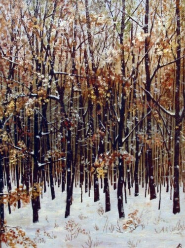 Картина под названием "The Winter Day / Зи…" - Владимир Абаимов, Подлинное произведение искусства, Масло