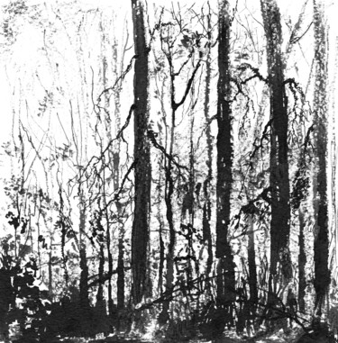 Drawing titled "Leaving the Forest…" by Vladimir Abaimov, Original Artwork, Ink