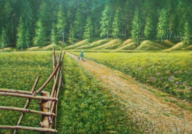 Ζωγραφική με τίτλο "By Berries / По яго…" από Владимир Абаимов, Αυθεντικά έργα τέχνης, Λάδι