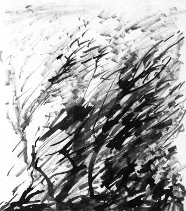 Drawing titled "The Wind / Ветер" by Vladimir Abaimov, Original Artwork, Ink