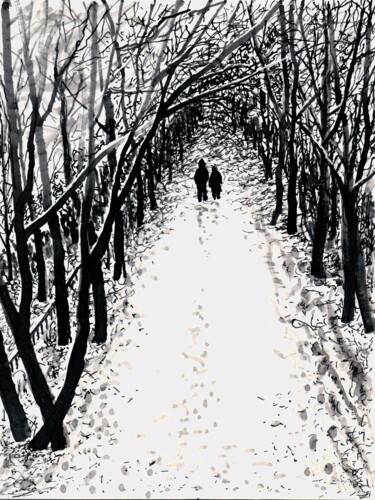 Drawing titled "Among the Winter (3…" by Vladimir Abaimov, Original Artwork, Ink
