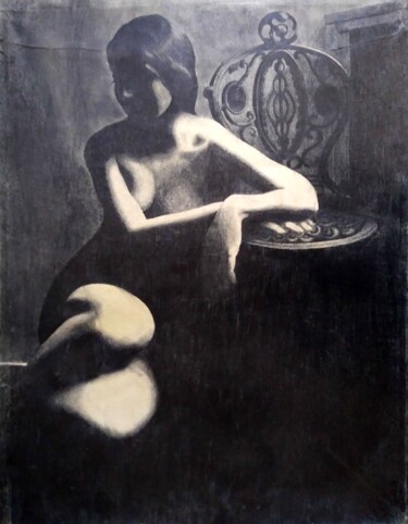 Zeichnungen mit dem Titel "Seated Nude / Сидящ…" von Vladimir Abaimov, Original-Kunstwerk, Bleistift