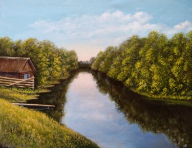 Картина под названием "On the Mana River /…" - Владимир Абаимов, Подлинное произведение искусства, Масло