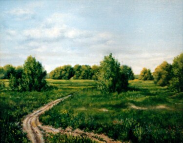 Painting titled "Among the Fields. J…" by Vladimir Abaimov, Original Artwork, Oil