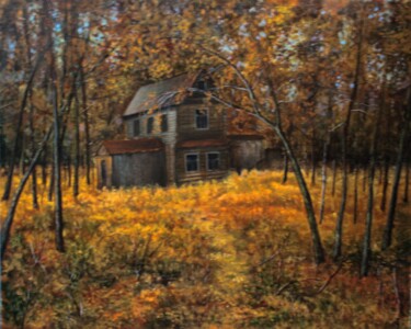 Pittura intitolato "The Abandoned House…" da Vladimir Abaimov, Opera d'arte originale, Olio
