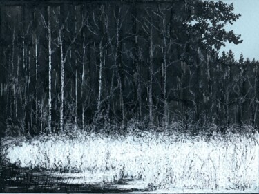 Drawing titled "The Winter Meadow /…" by Vladimir Abaimov, Original Artwork, Ink