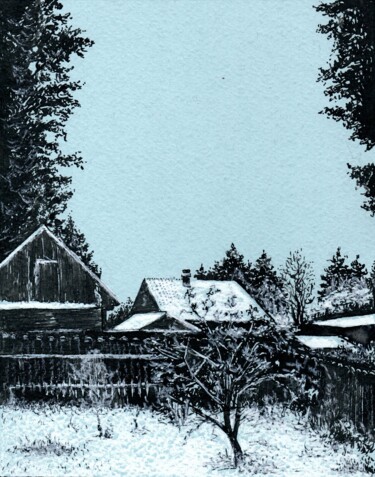 Dibujo titulada "Among the Winter 31…" por Vladimir Abaimov, Obra de arte original, Tinta