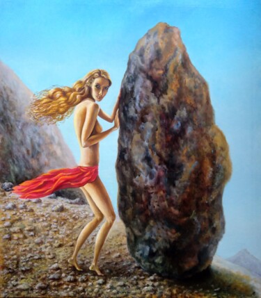 Schilderij getiteld "First Stone of the…" door Vladimir Abaimov, Origineel Kunstwerk, Olie