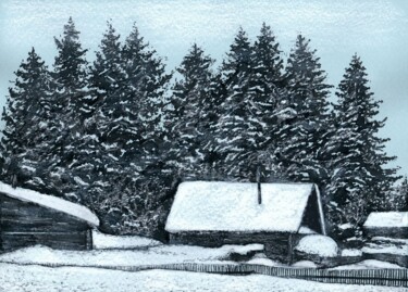 Zeichnungen mit dem Titel "Among the Winter 35…" von Vladimir Abaimov, Original-Kunstwerk, Tinte