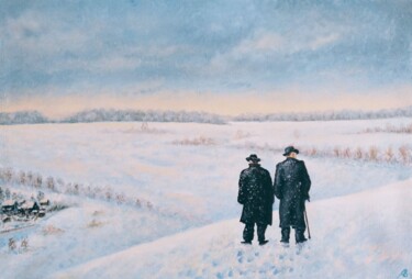Картина под названием "They talked... / По…" - Владимир Абаимов, Подлинное произведение искусства, Масло