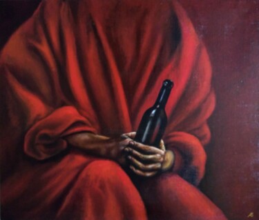 Painting titled "Руки с бутылкой / T…" by Vladimir Abaimov, Original Artwork, Oil