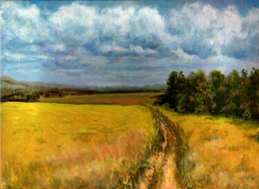 Painting titled "Among the Fields. M…" by Vladimir Abaimov, Original Artwork, Oil
