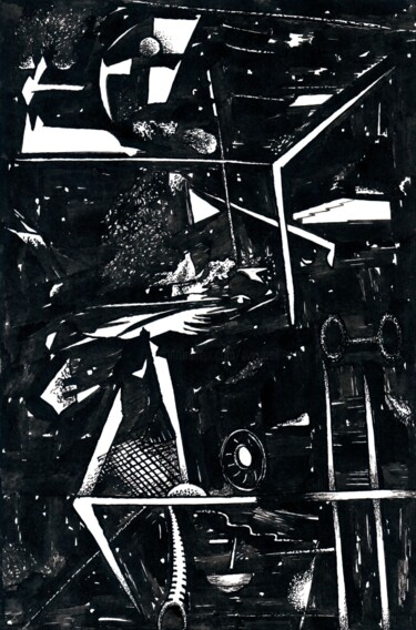 Disegno intitolato "The Space Debris /…" da Vladimir Abaimov, Opera d'arte originale, Inchiostro