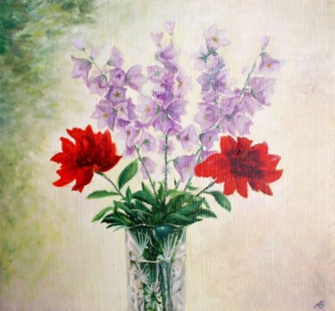 Painting titled "Morning Flowers 2 /…" by Vladimir Abaimov, Original Artwork, Oil