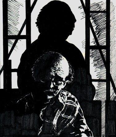 Desenho intitulada "The Shadow 5 / Тень…" por Vladimir Abaimov, Obras de arte originais, Tinta