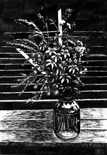 Рисунок под названием "Black and White Bou…" - Владимир Абаимов, Подлинное произведение искусства, Чернила