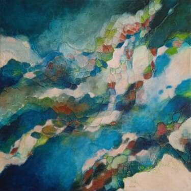 Malerei mit dem Titel "AQUA" von Annick Volant-Vettu (AVVA), Original-Kunstwerk, Acryl Auf Keilrahmen aus Holz montiert