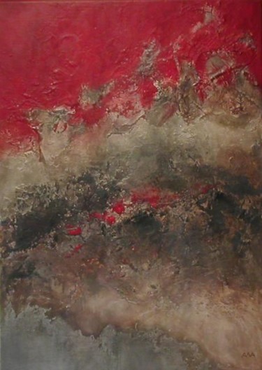 Painting titled "TERRE ROUGE" by Annick Volant-Vettu (AVVA), Original Artwork, Acrylic Mounted on Wood Stretcher frame