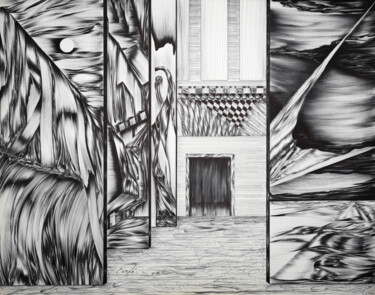 Dessin intitulée "The Last Corridor" par Aw Cerde, Œuvre d'art originale, Stylo à bille