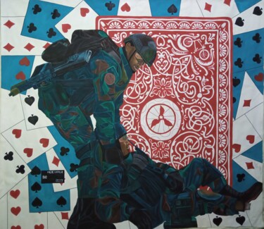 Schilderij getiteld "Djonmaila ( qu'ai j…" door Awe Haiwe, Origineel Kunstwerk, Acryl Gemonteerd op Andere stijve panelen